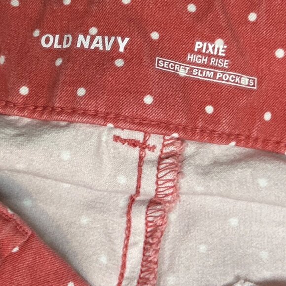 High-Waisted Pixie Skinny Ankle Cropped Pants in Pink/White Polka Dot Size 0 - Picture 5 of 6